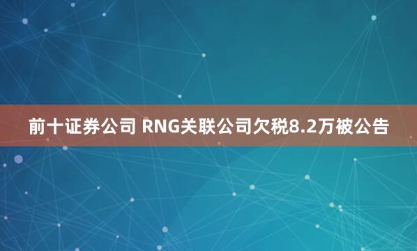 前十证券公司 RNG关联公司欠税8.2万被公告